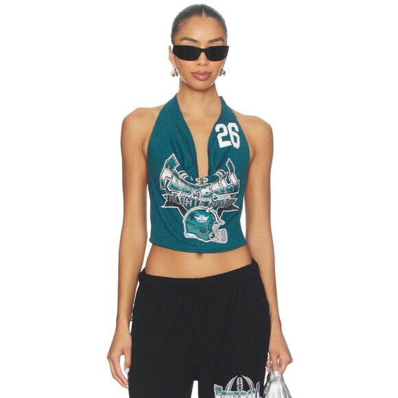 Boys Lie A Little Birdie Told Me Halter Top in Green - Picture 2 of 5